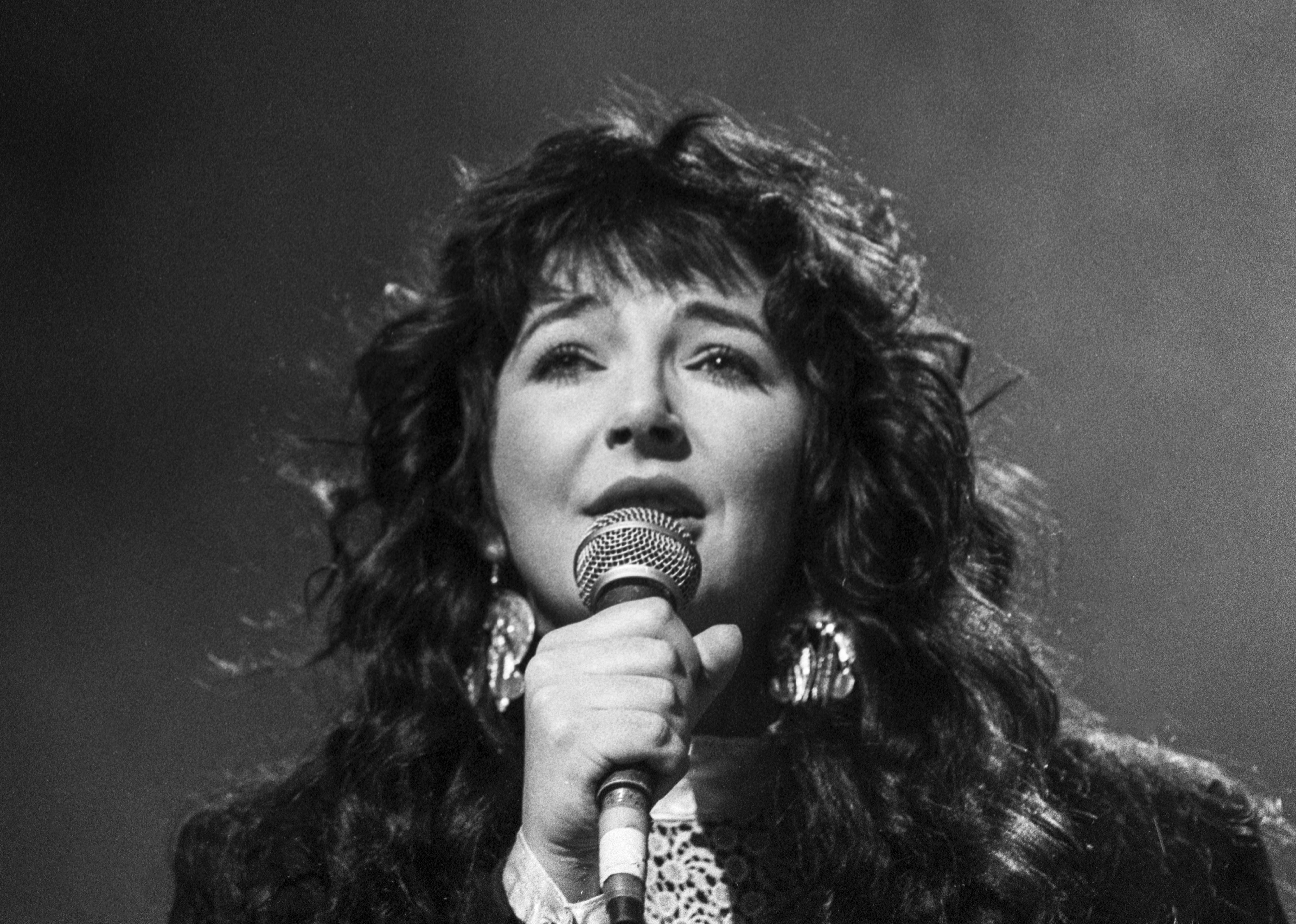 Kate Bush performing on stage at London Palladium.