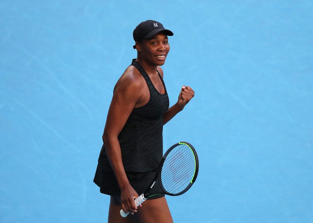 Venus Williams celebrates a victory
