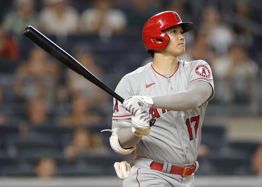 Shohei Ohtani hits a home run