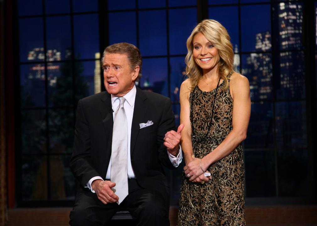 Regis Philbin and Kelly Ripa on the set of "Live! with Regis & Kelly"