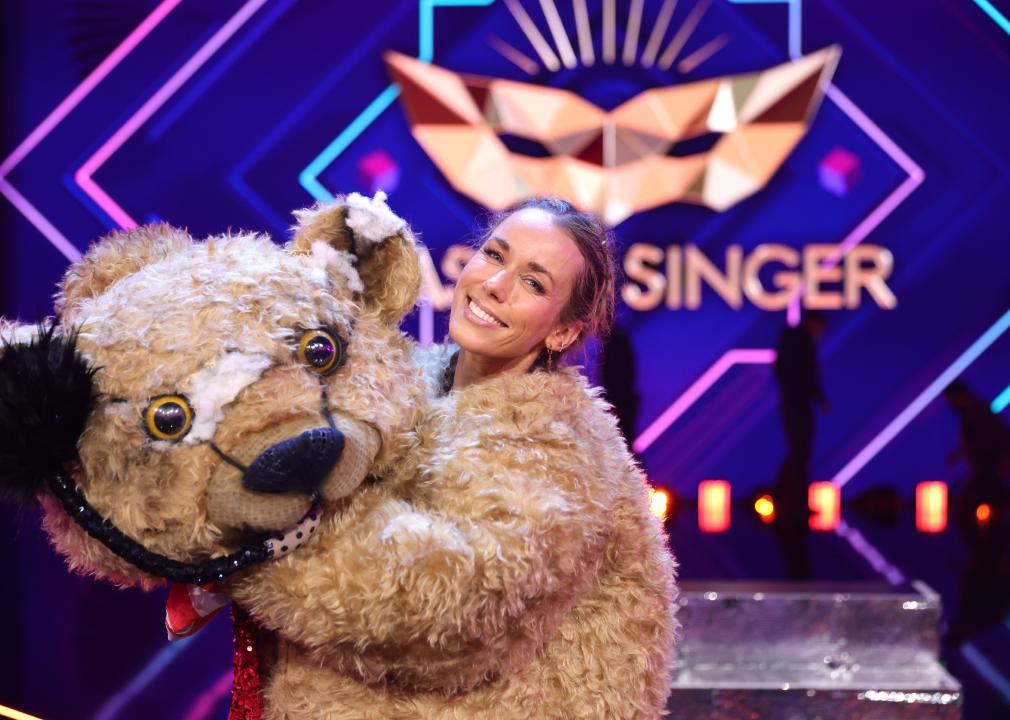 Annemarie Carpendale seen on stage during the 5th show of the 5th season of "The Masked Singer".