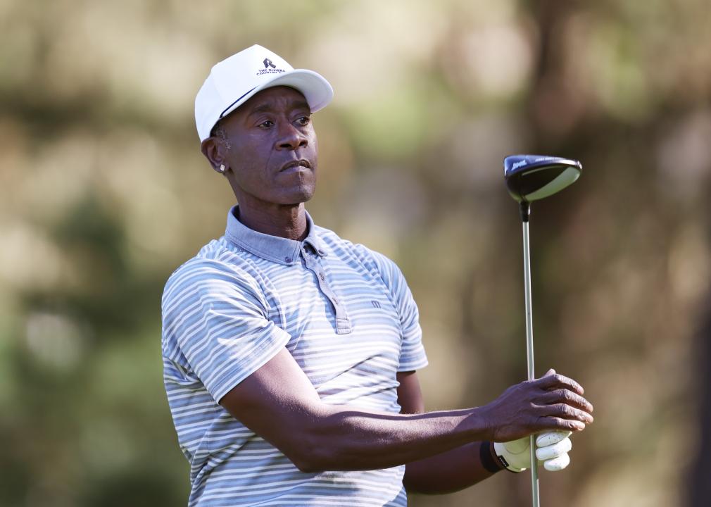 Don Cheadle plays a shot during the second round of the AT&T Pebble Beach Pro-Am.