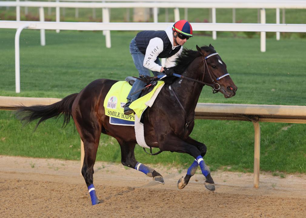 Smile Happy during morning training for the Kentucky Derby