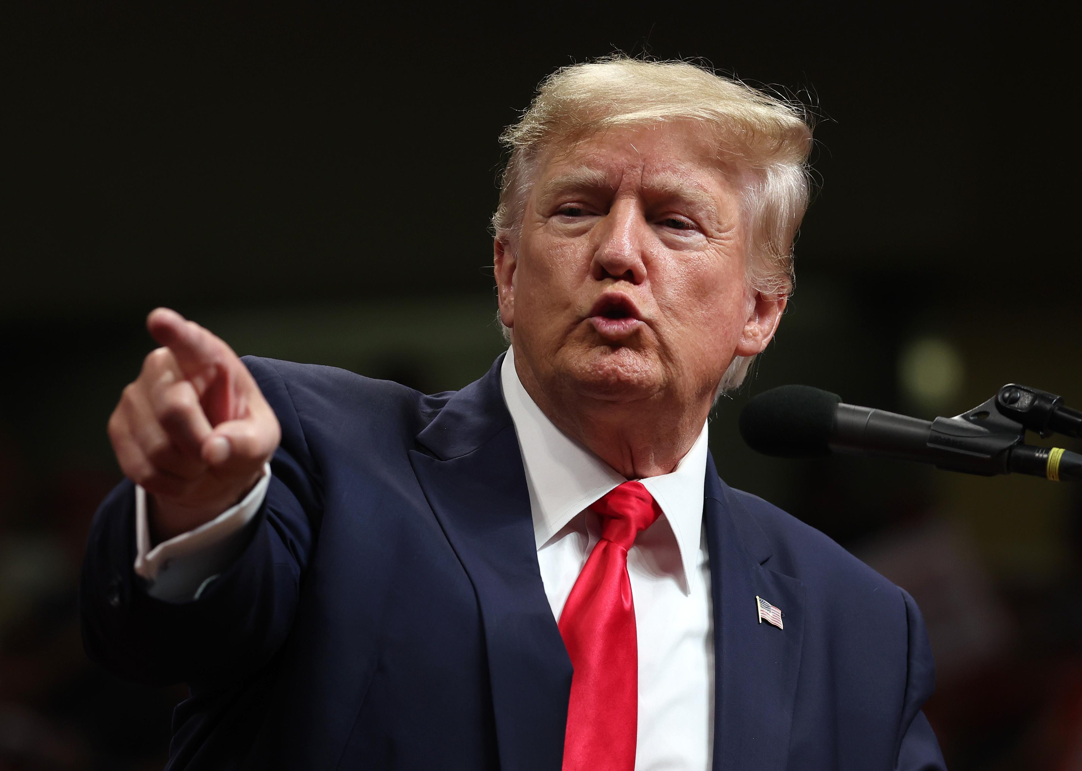 Donald Trump speaks during a "Save America" rally