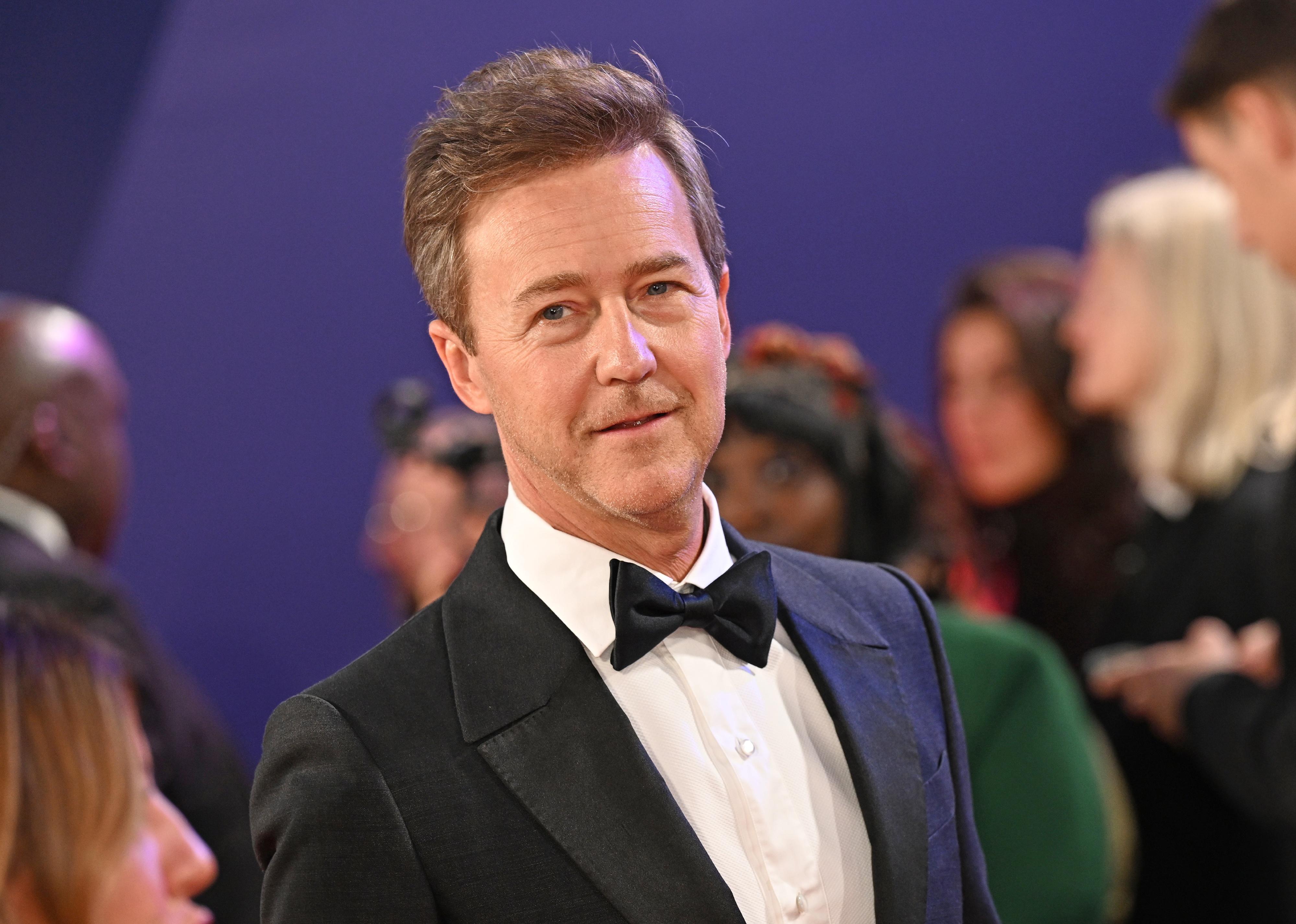 Edward Norton attends the "Glass Onion: A Knives Out Mystery" European Premiere.