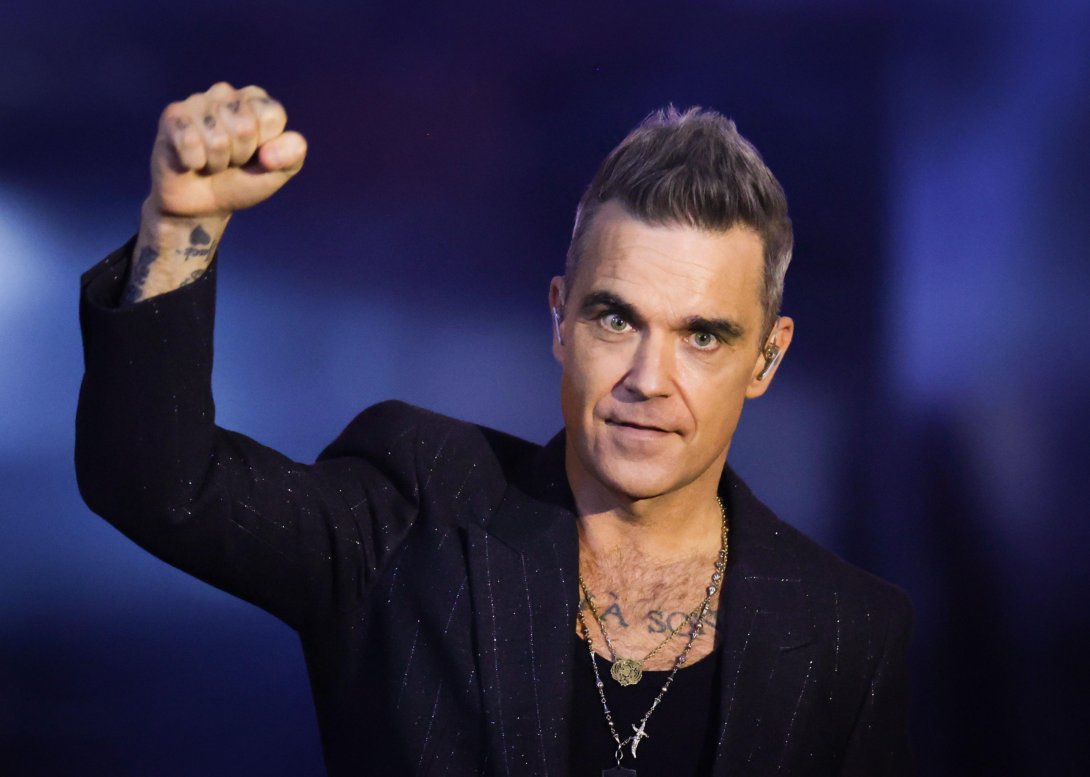 Robbie Williams performs on stage during the "Wetten, dass...?" Live Show.