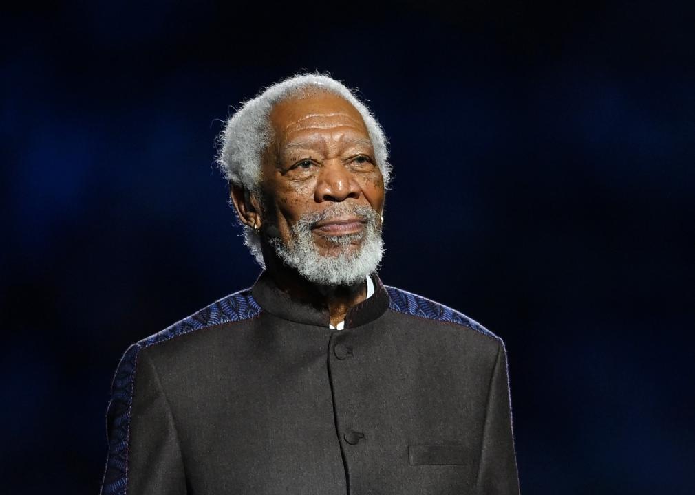 Morgan Freeman performs during the opening ceremony prior to the FIFA World Cup Qatar 2022 Group A match.
