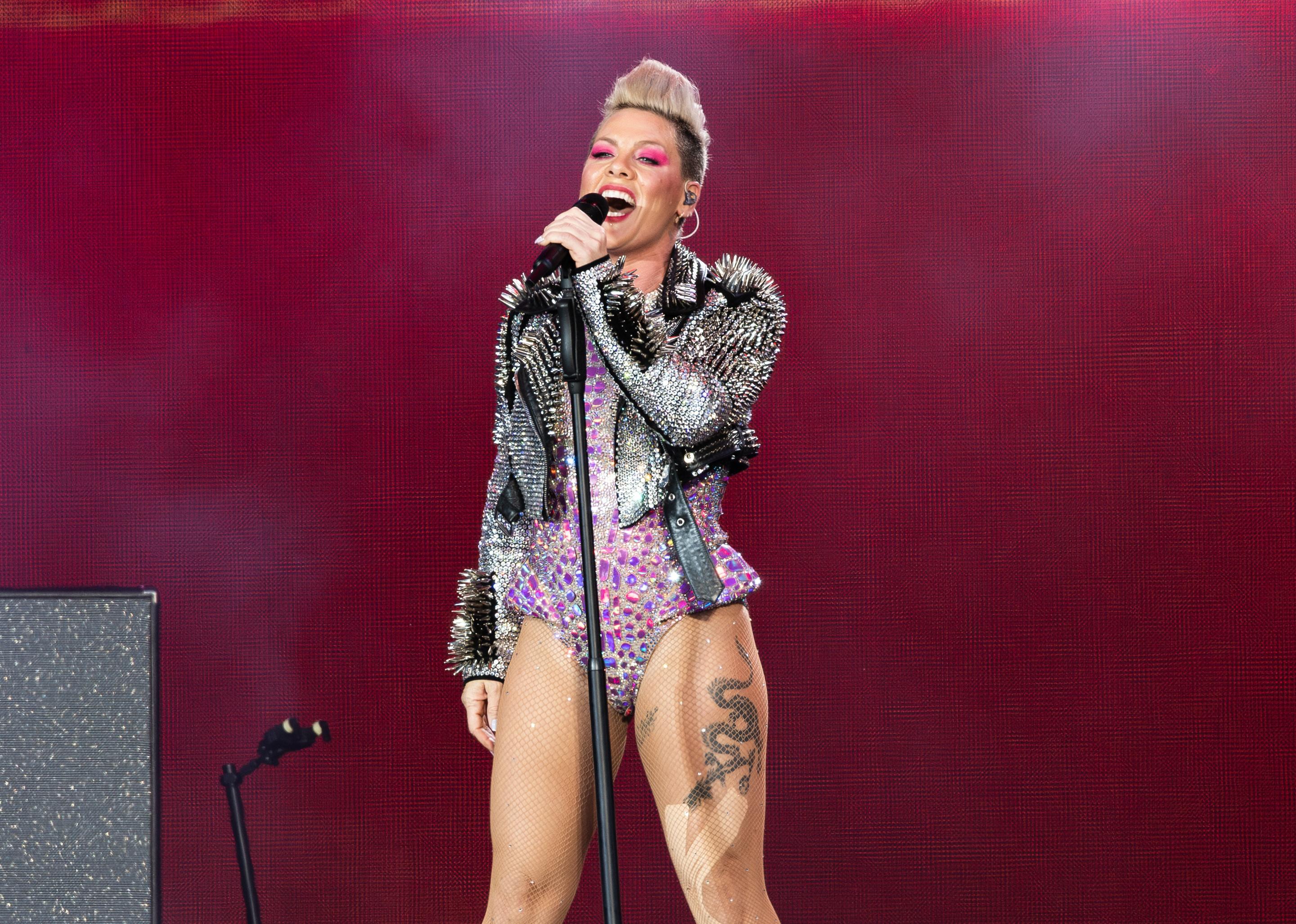 P!NK performs at BST Hyde Park Festival 2023.