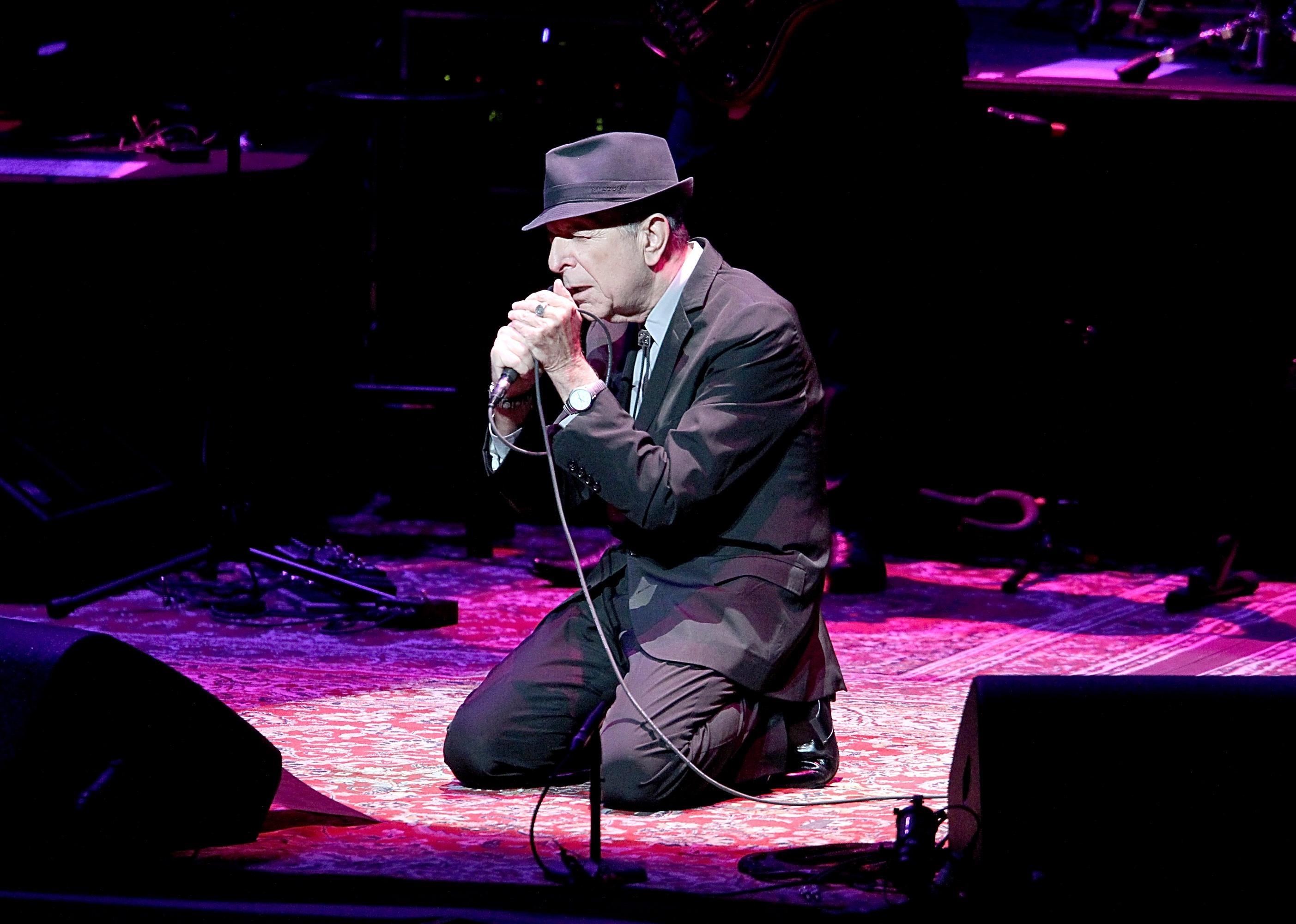Leonard Cohen performs in concert on the first night of his Old Ideas World Tour.