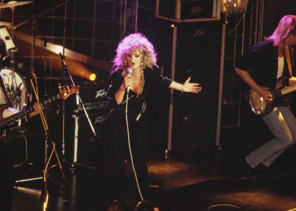 Bonnie Tyler performing on stage, 1986. 