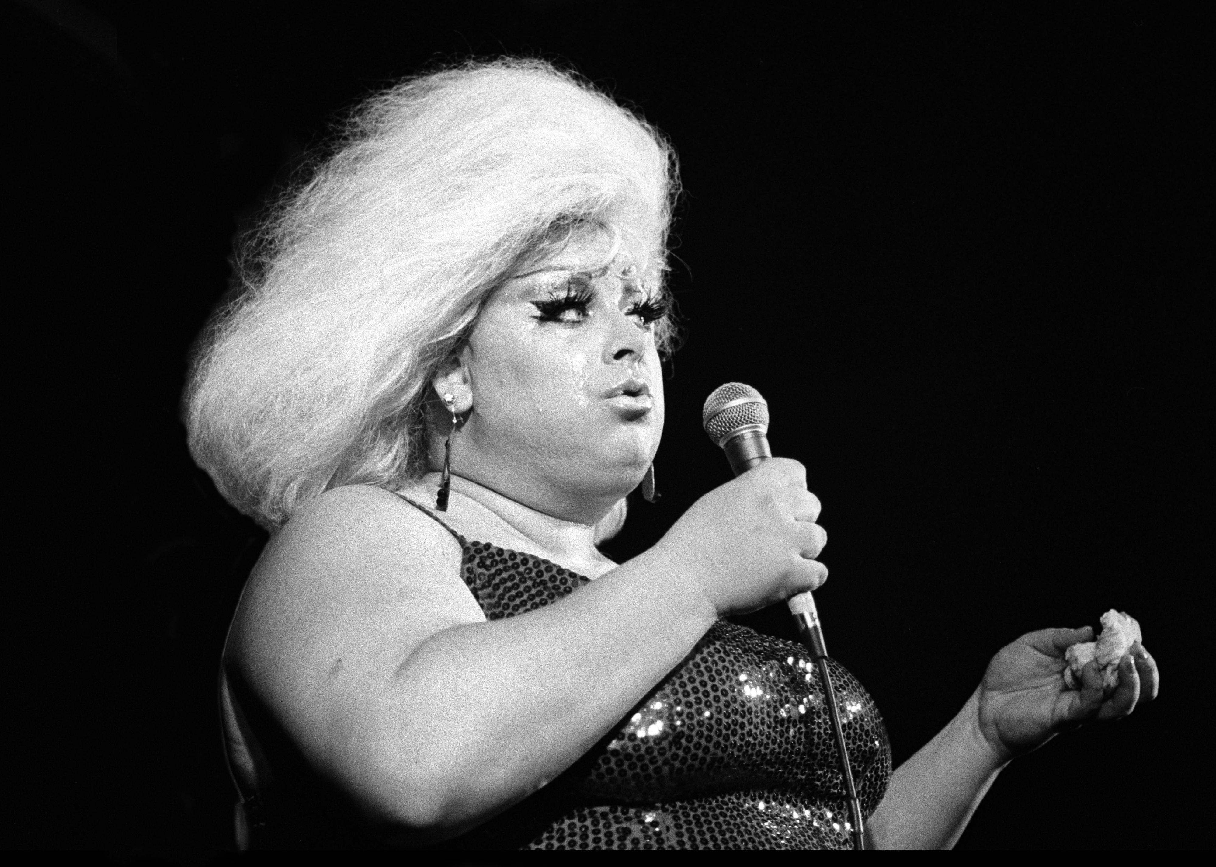 Divine (Harris Milstead) perfoming at Heaven nightclub, London.