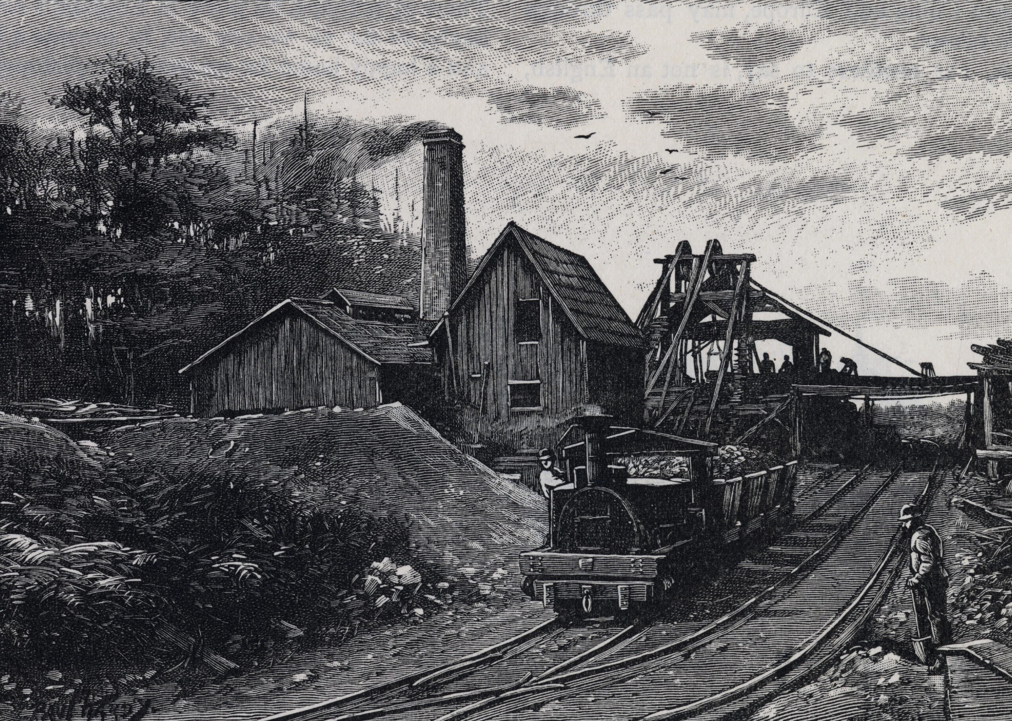 Engraving of the coal mine at Nanaimo.