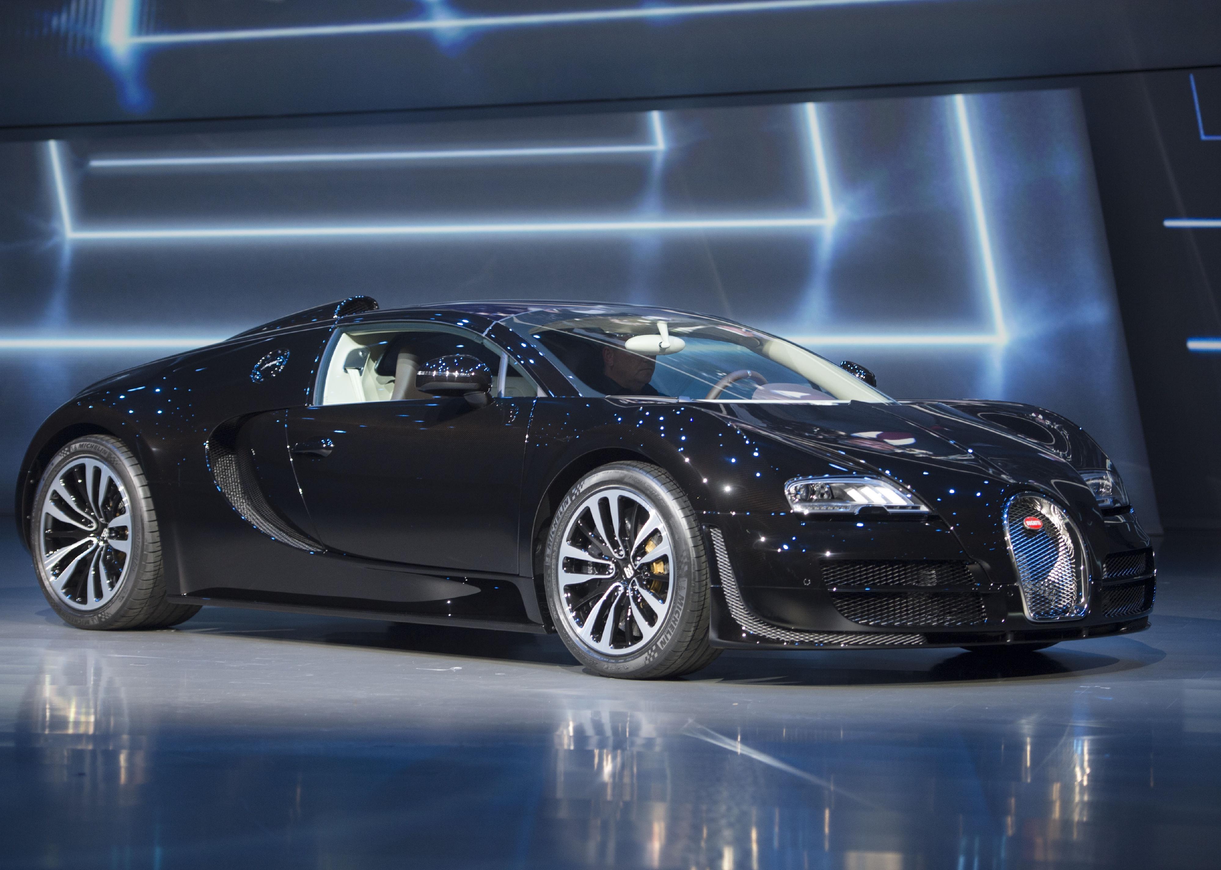The new Bugatti Veyron is pictured during the Group night at the international motor show IAA.