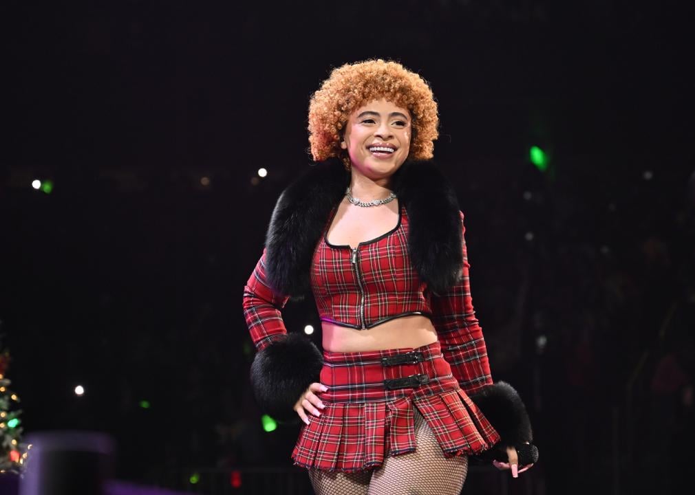 Ice Spice performs onstage during iHeartRadio Power 96.1's Jingle Ball 2023.