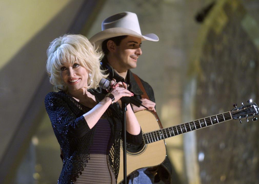 Dolly Parton and Brad Paisley rehearse for the Grammys