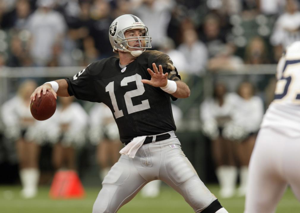 Quarterback Rich Gannon #12 of the Oakland Raiders passes the ball.