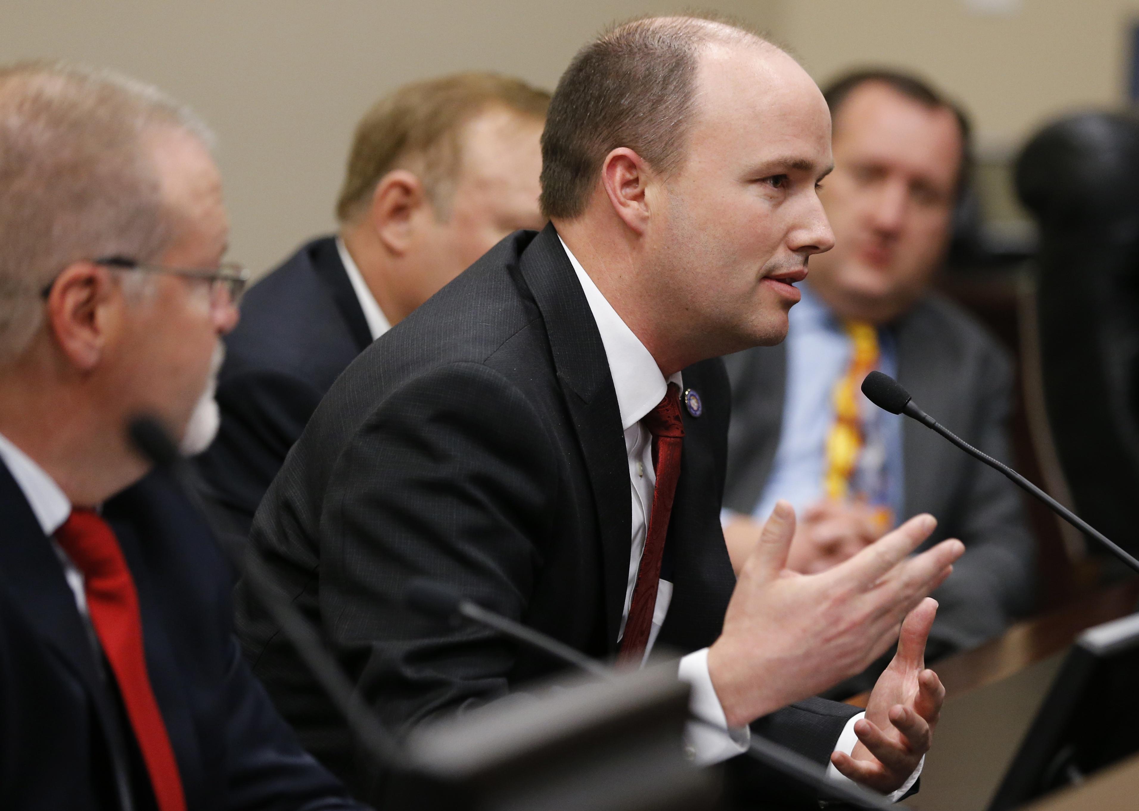 Governor Spencer Cox speaks at a hearing