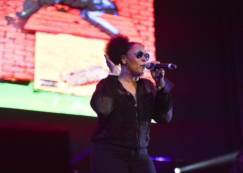 The Lady of Rage performs on stage during the 2015 BET Experience.