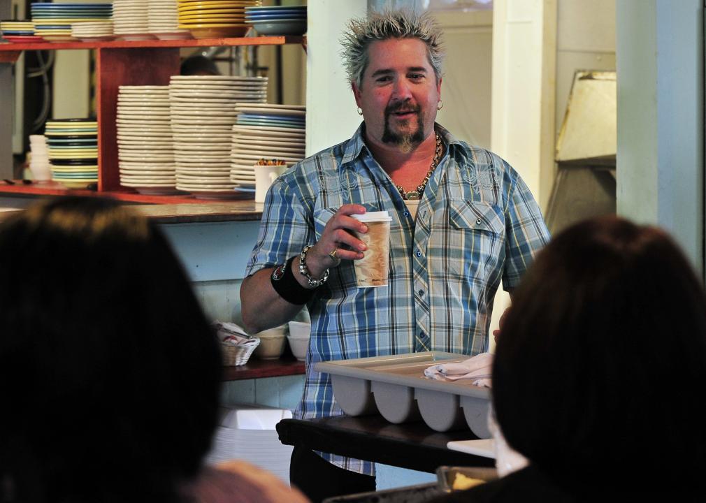 Guy Fieri chats with customers