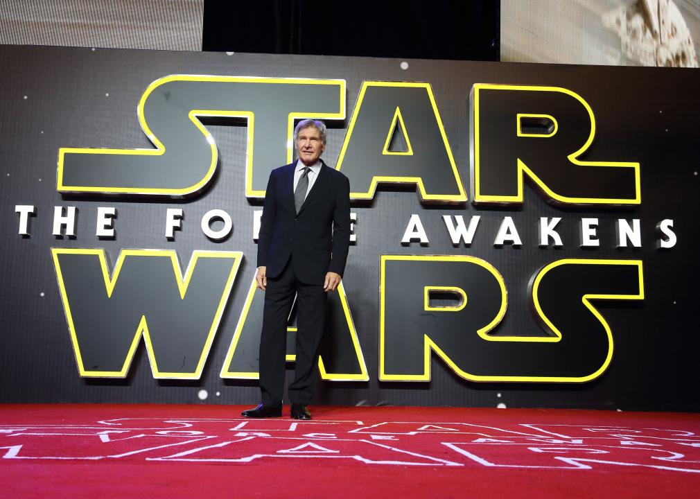 Harrison Ford attends the European premiere of "Star Wars: The Force Awakens".