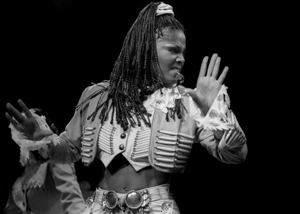 Janet Jackson performing onstage.