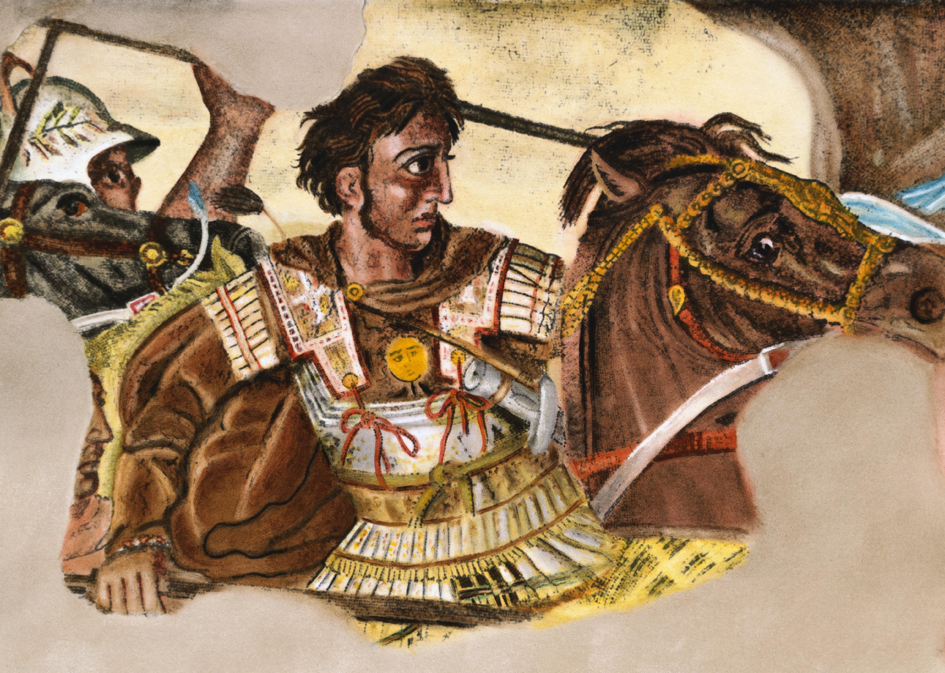 Alexander the Great fighting in the Battle of Issus.