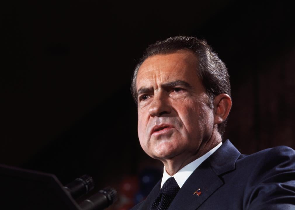 President Richard Nixon makes a speech in 1972