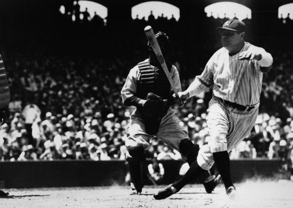 Babe Ruth running after hitting a home run
