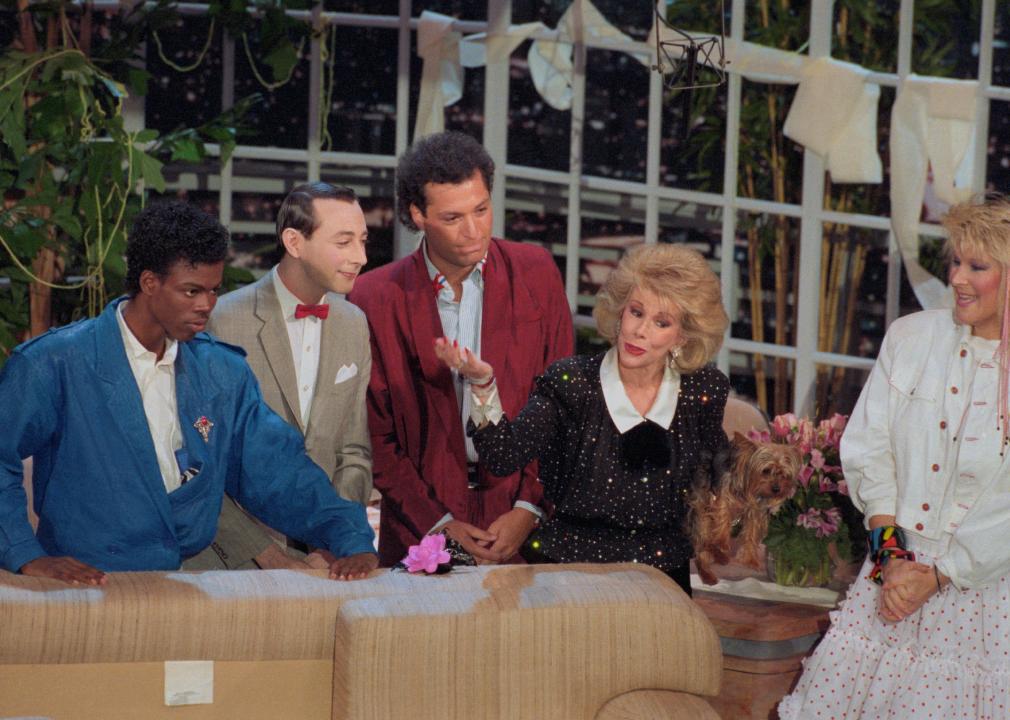 Joan Rivers on the set of her late night show