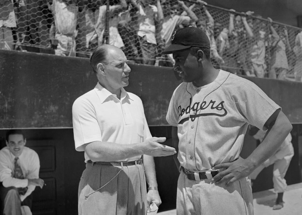 Leo Duroche with Jackie Robinson at their spring training camp