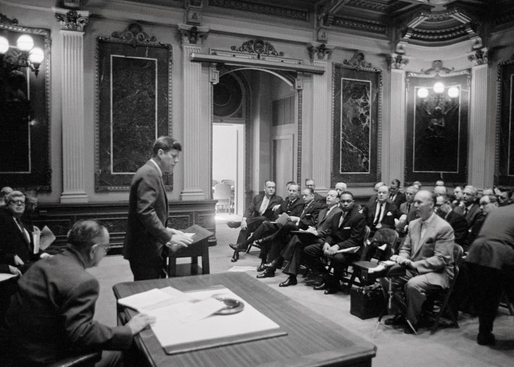 President Kennedy speaks to the Equal Employment Opportunity Committee