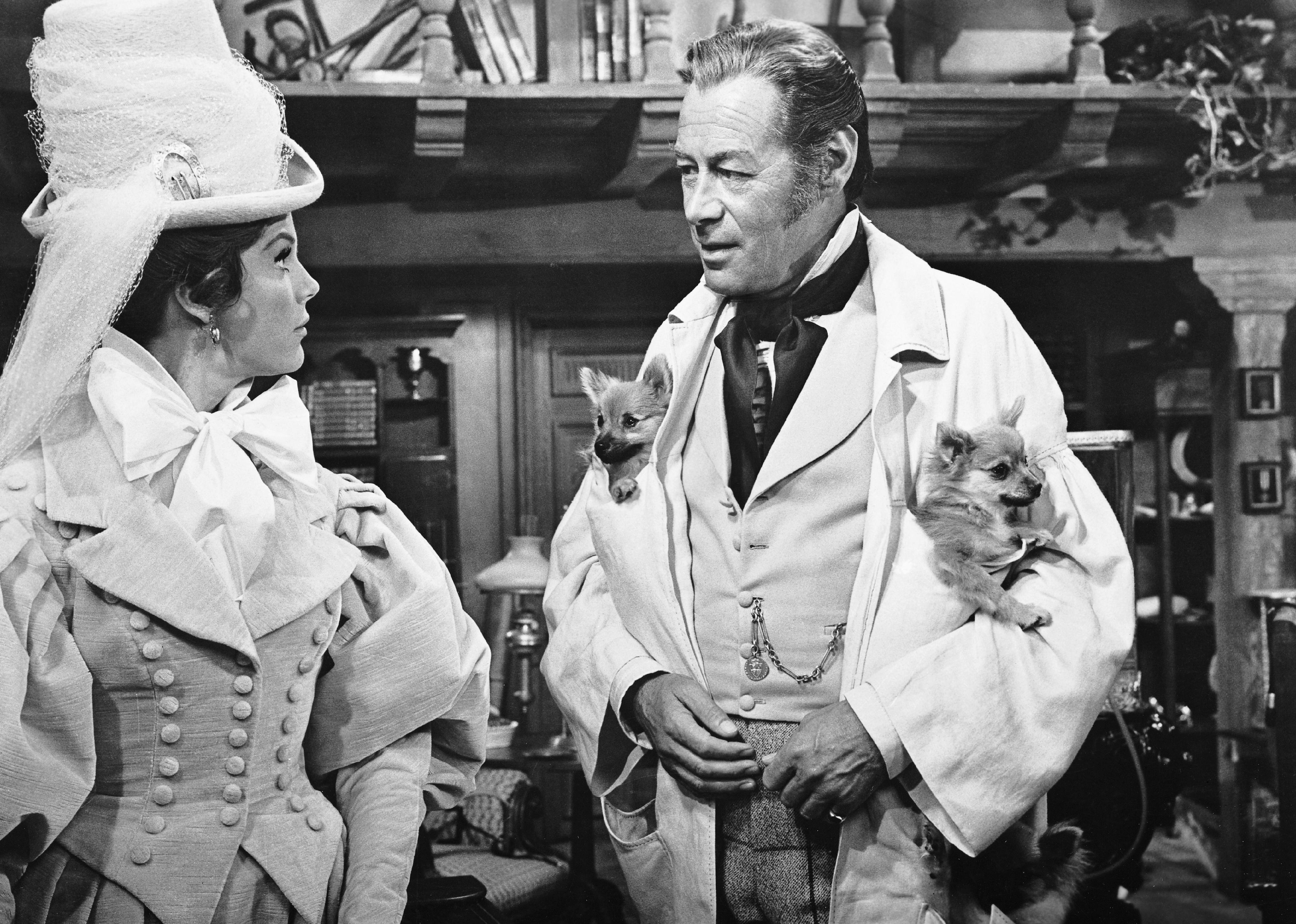 Samantha Eggar and Rex Harrison, in a scene from the movie, Doctor Doolittle.
