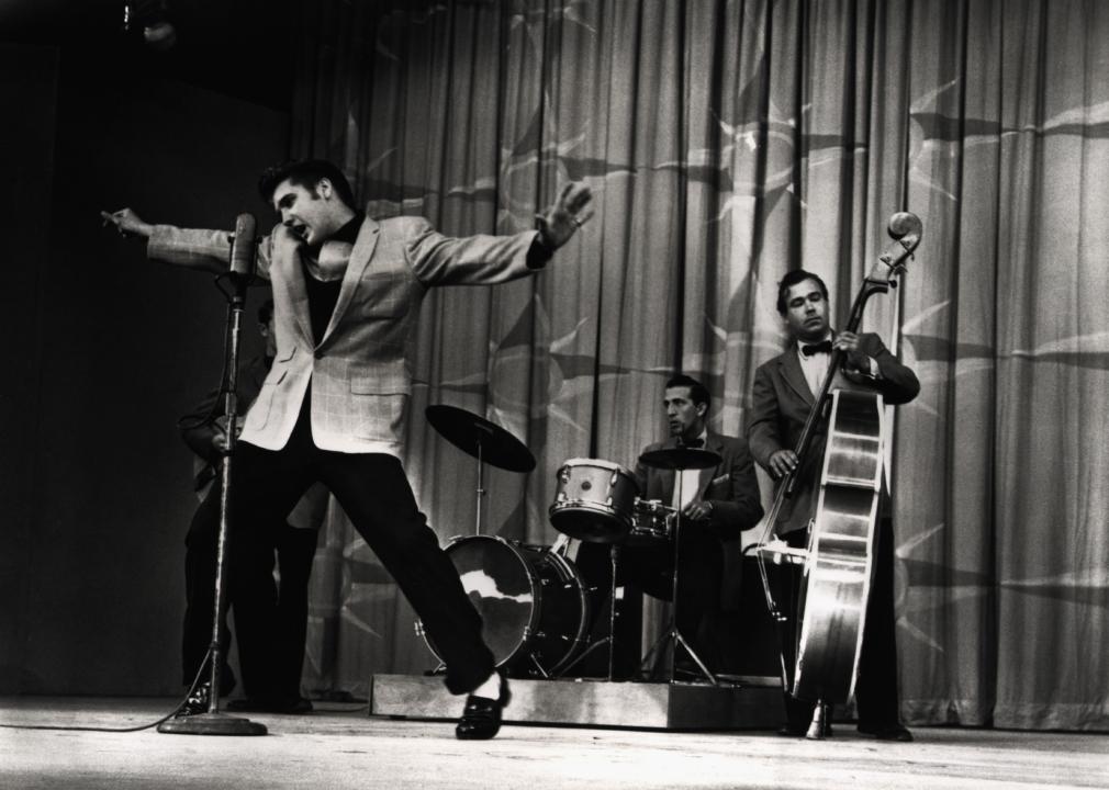 Elvis Presley performs in a television appearance