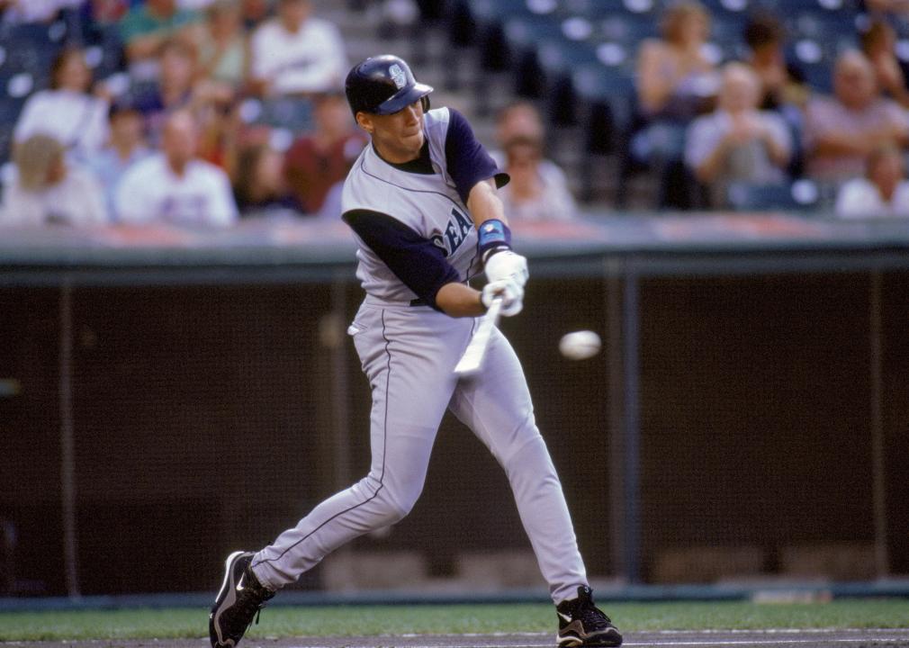 Alex Rodriguez of the Seattle Mariners bats during a season game.