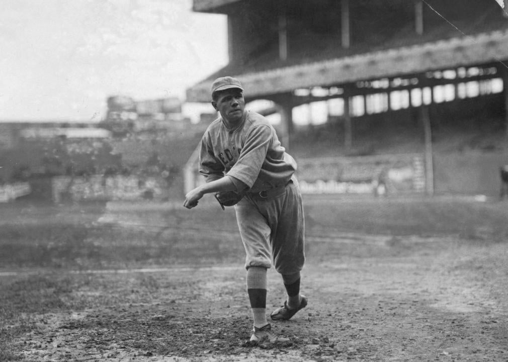 Babe Ruth throwing a baseball