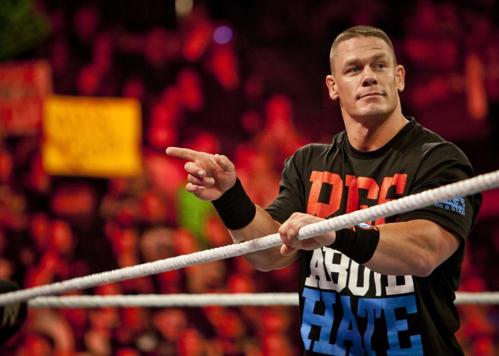John Cena enters the ring to deal with The Miz during the WWE Raw event