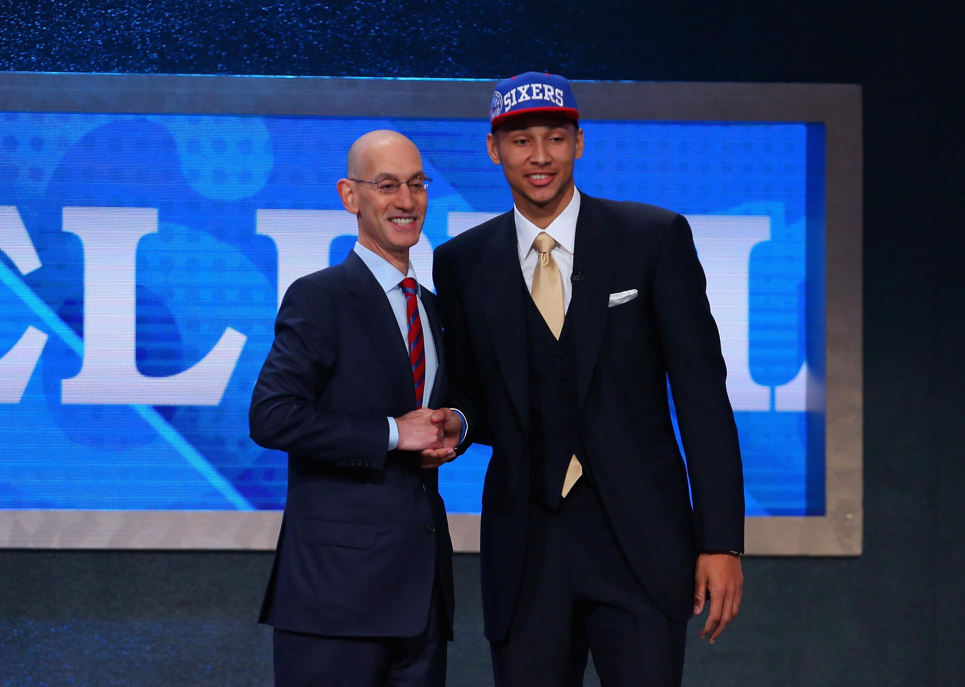 Ben Simmons with Commissioner Adam Silver after being drafted.