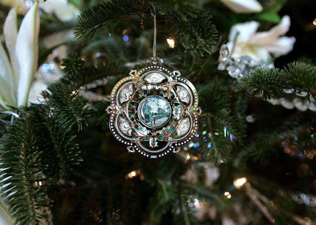 Close up detail of Christmas Tree ornament.
