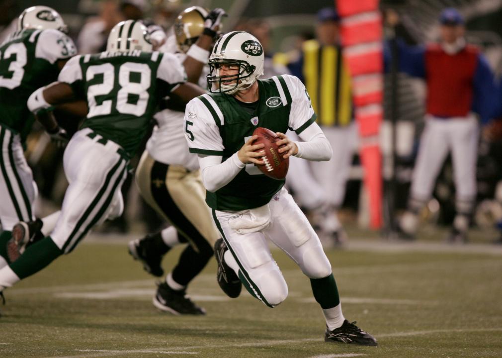 Brooks Bollinger #5 of the New York Jets looks to pass against the New Orleans Saints.