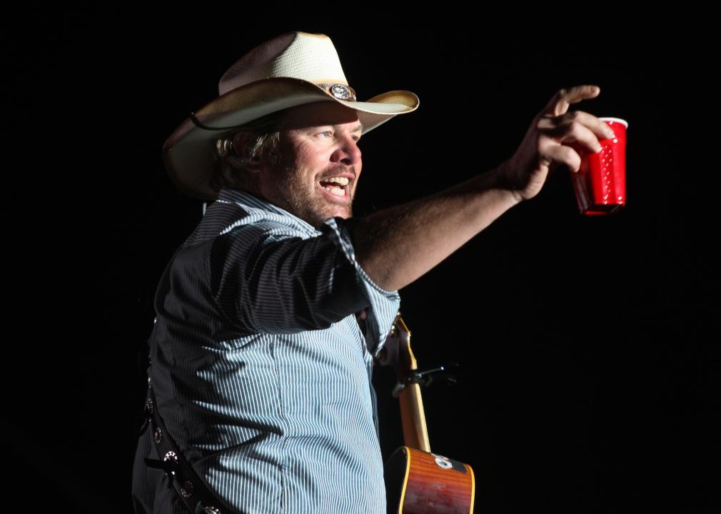 Toby Keith toasts his fans with a red solo cup
