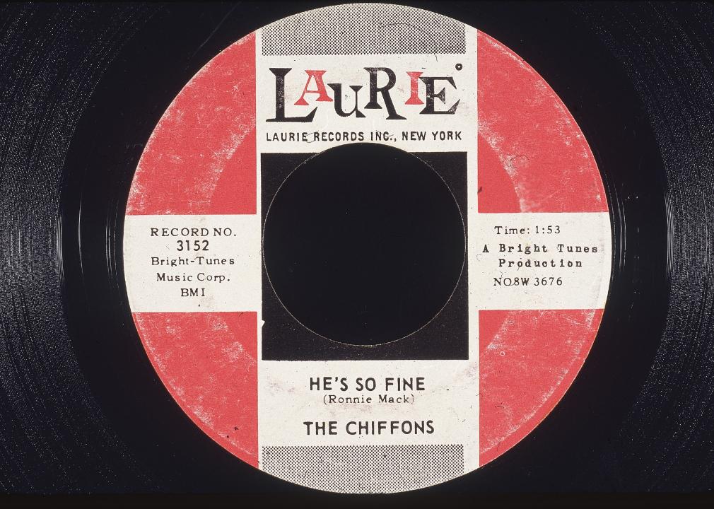 Still life of a 45 rpm record of the single 'He's So Fine'