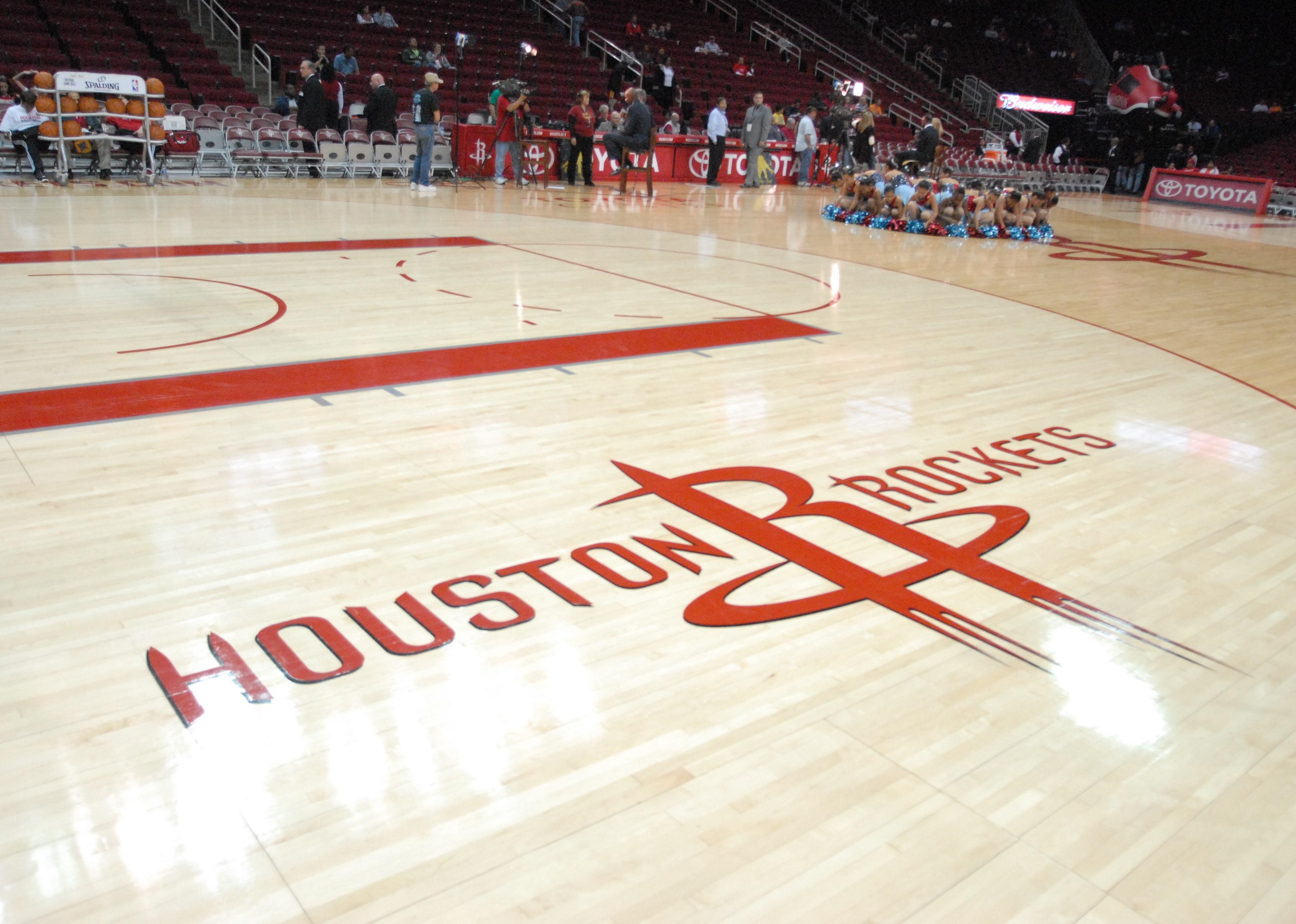 Rockets floor logo at the Toyota Center.