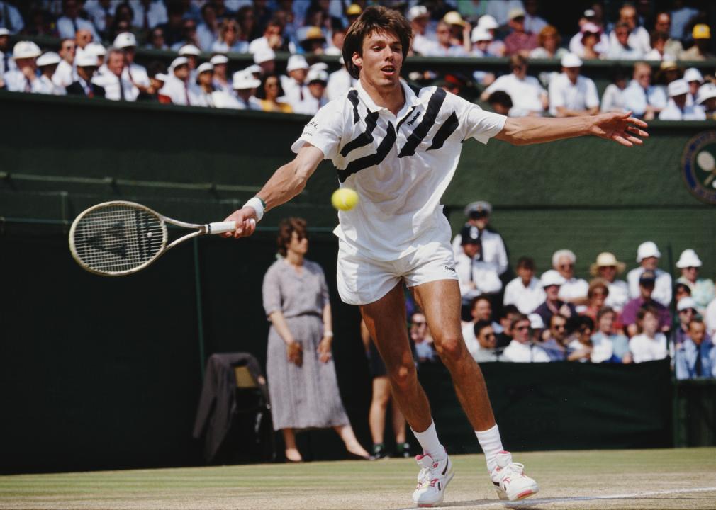 Michael Stich during the Final of the Wimbledon Championship against Boris Becker.