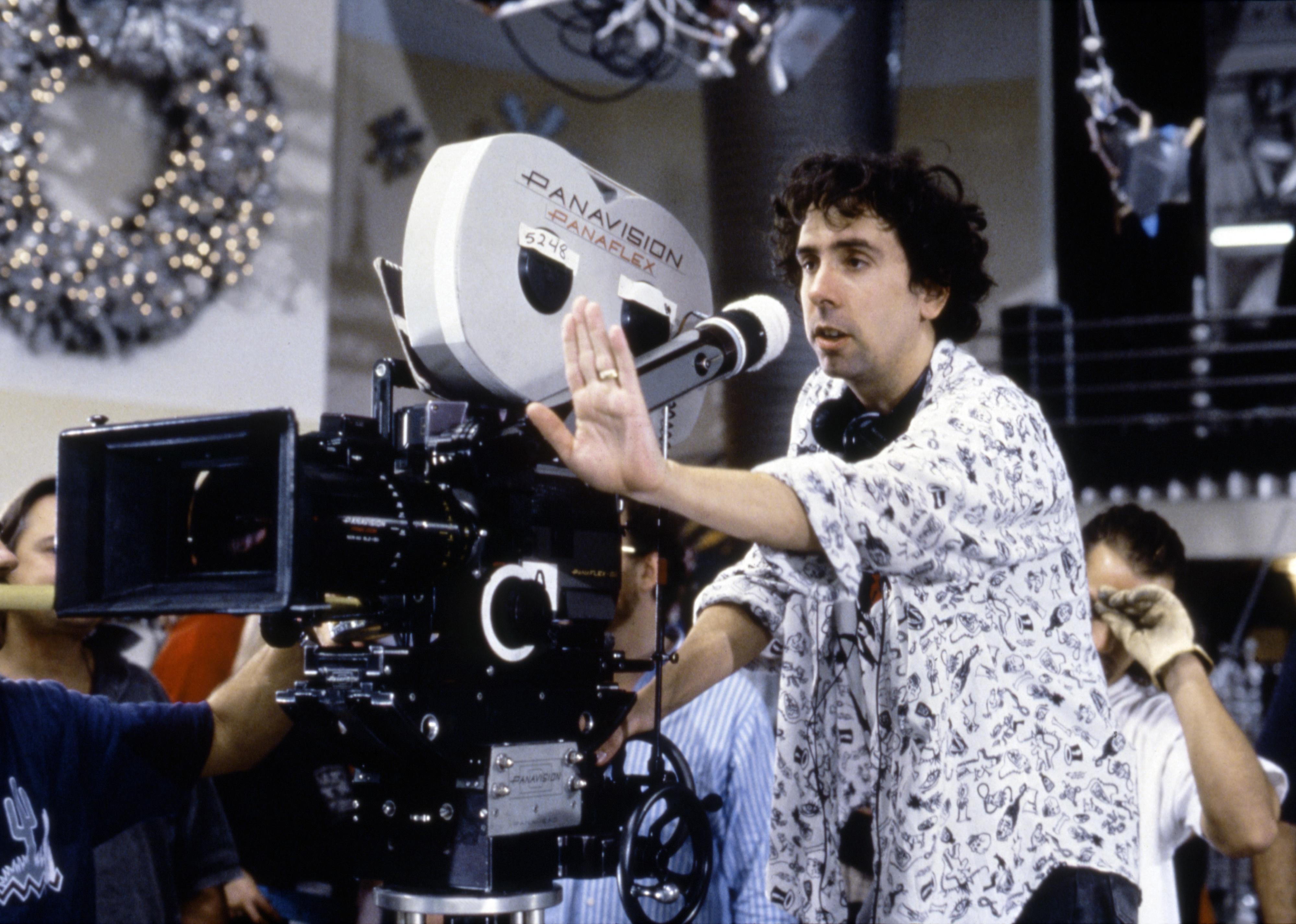 Tim Burton on the set of his movie 