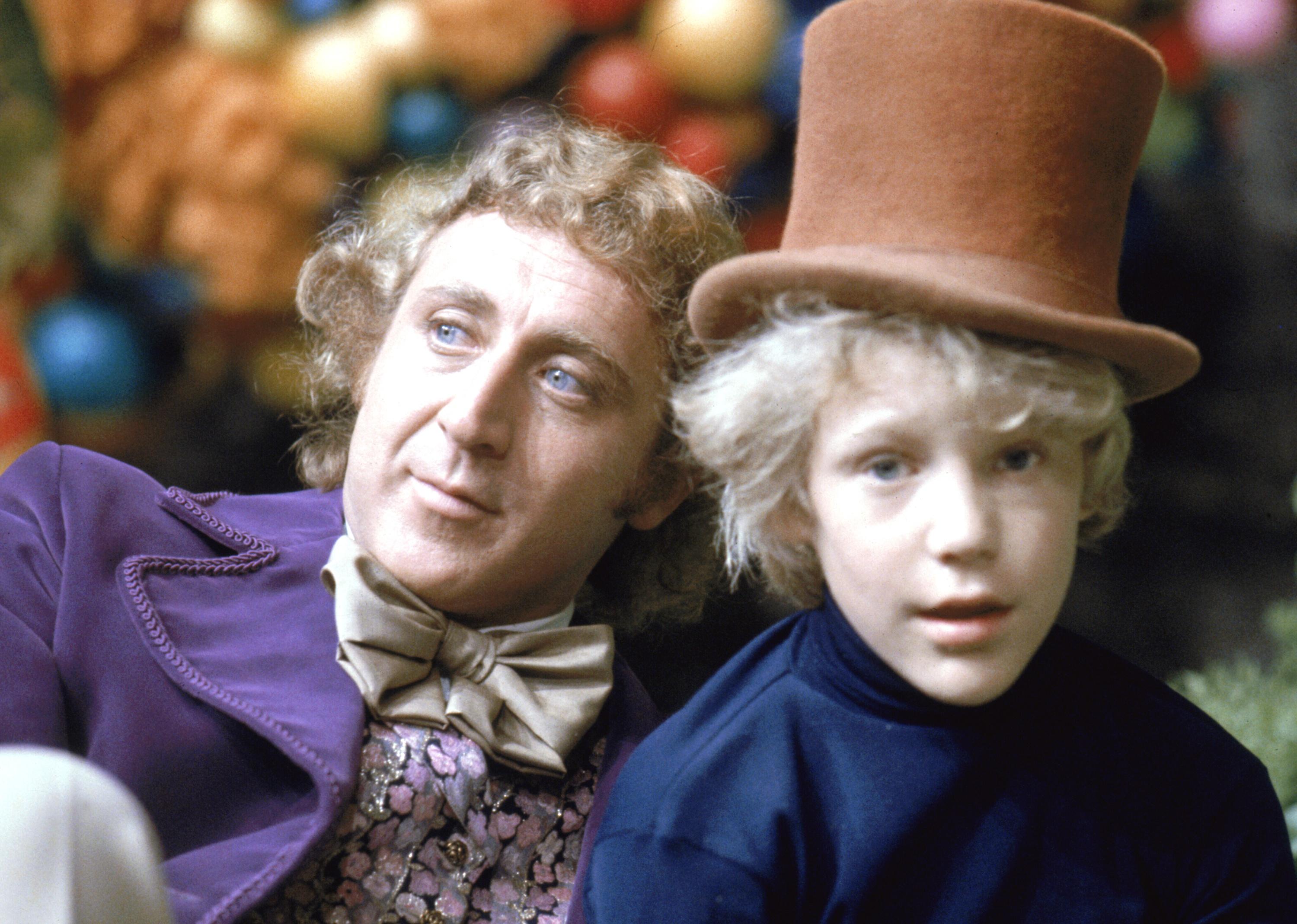 Gene Wilder as Willy Wonka and Peter Ostrum as Charlie Bucket on the set of 'Willy Wonka & the Chocolate Factory'.