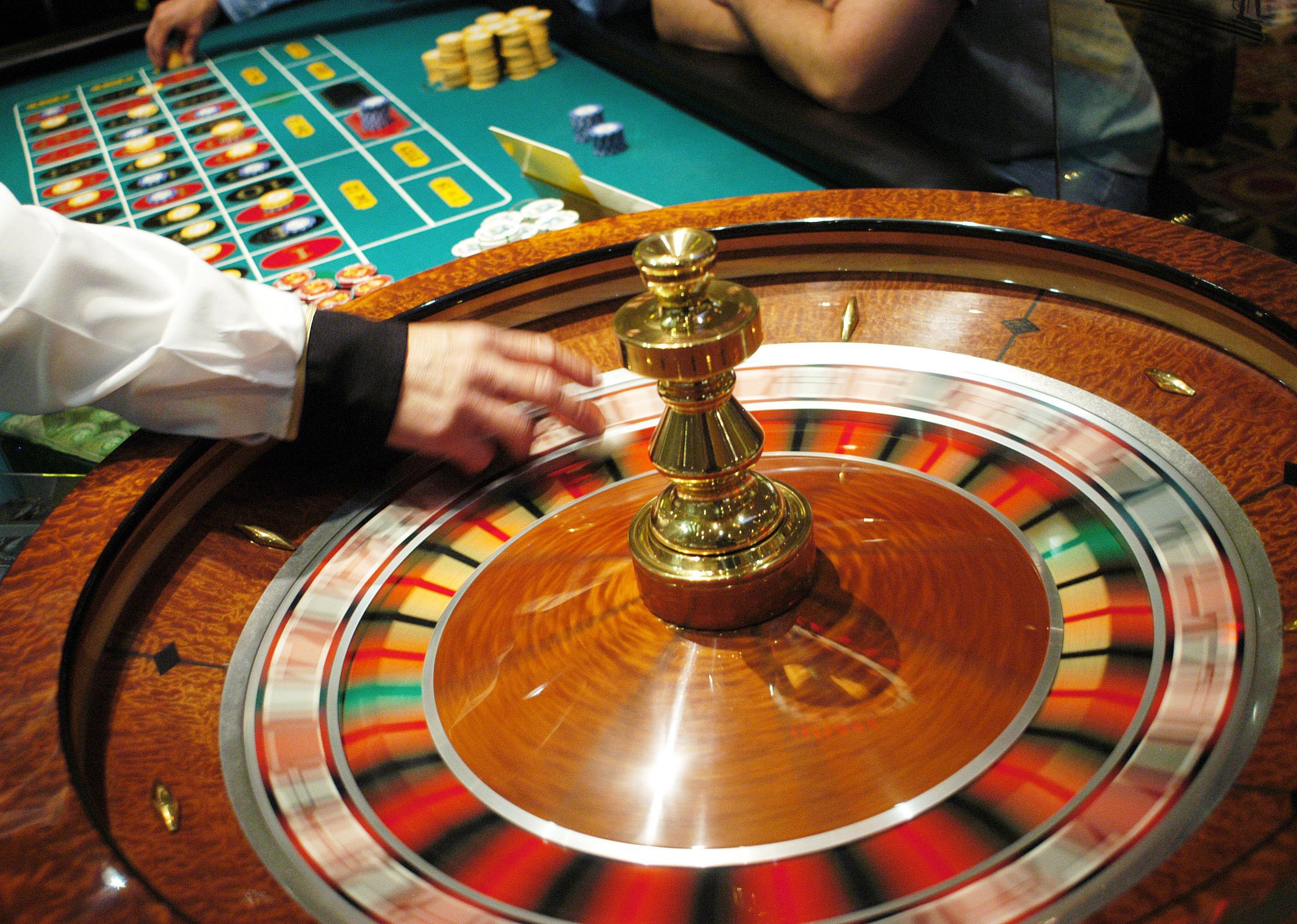 The roulette wheel spins at Caesars Atlantic City.