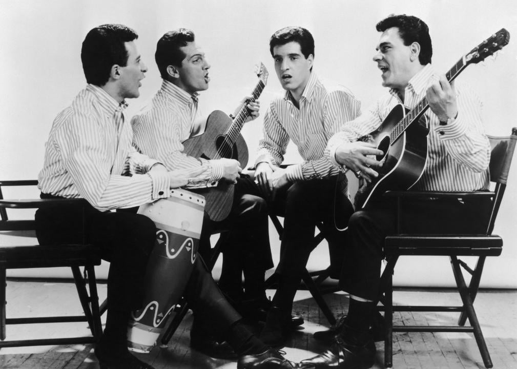 The Four Seasons, circa 1963, playing instruments and singing