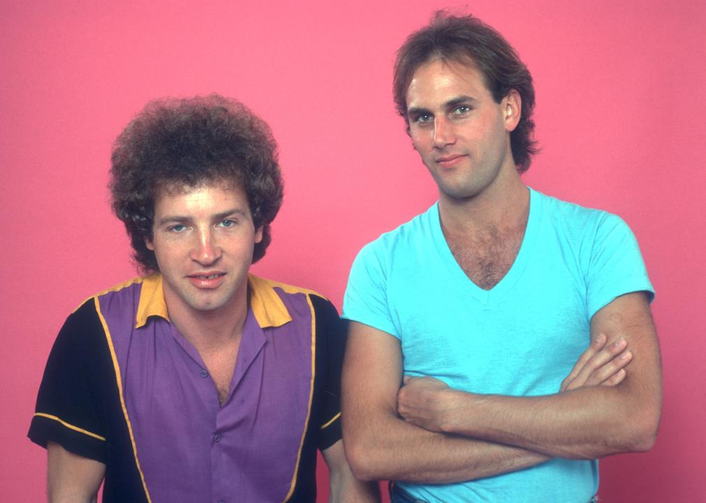 Tommy Heath and Jim Keller of the rock band 'Tommy Tutone' pose for a studio portrait session.