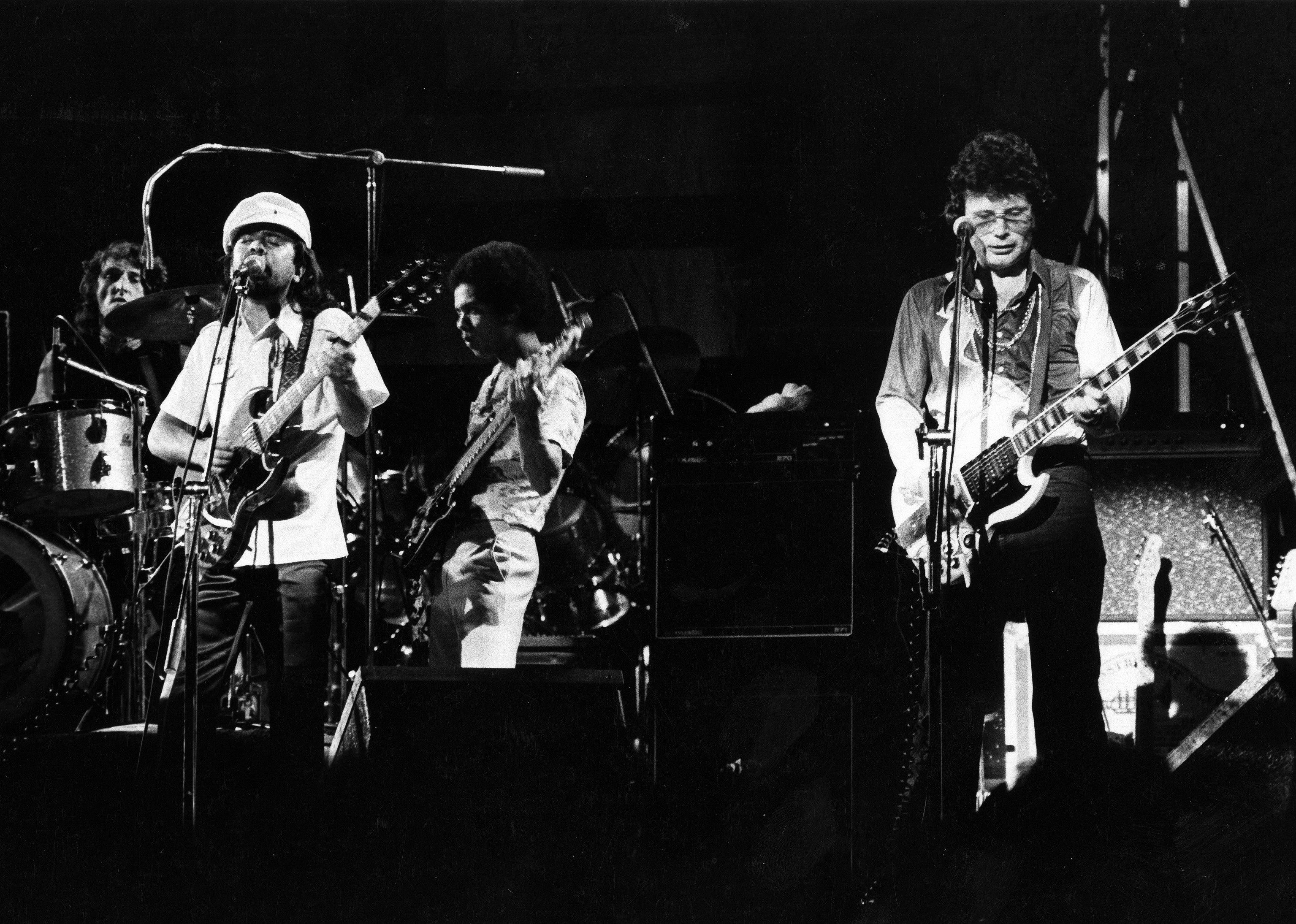 Manfred Mann performing on stage.