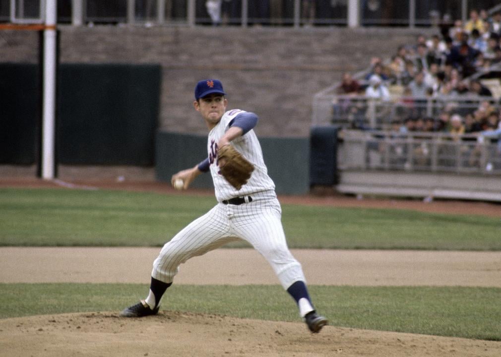 Nolan Ryan #30 of the New York Mets pitches during circa late 1960's.